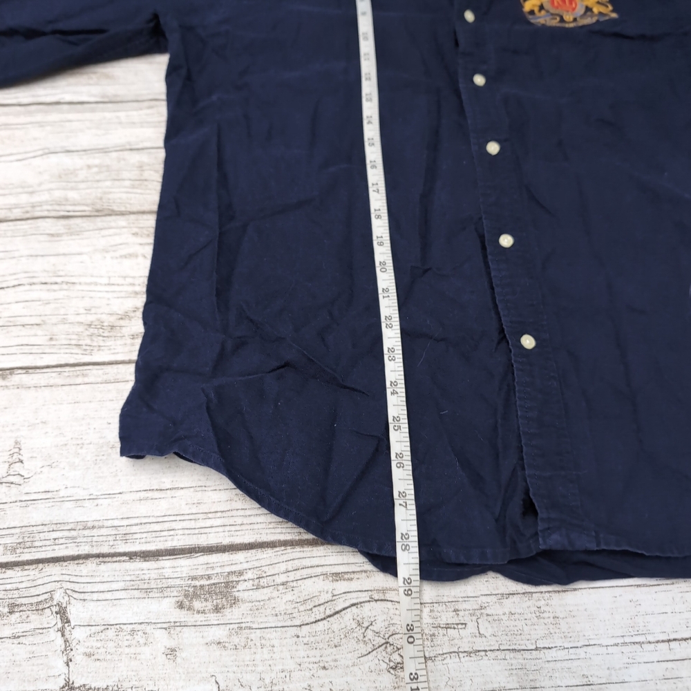 Ralph Lauren Navy Blue Large Patch Button Down Shirt Size XL - Picture 6 of 8